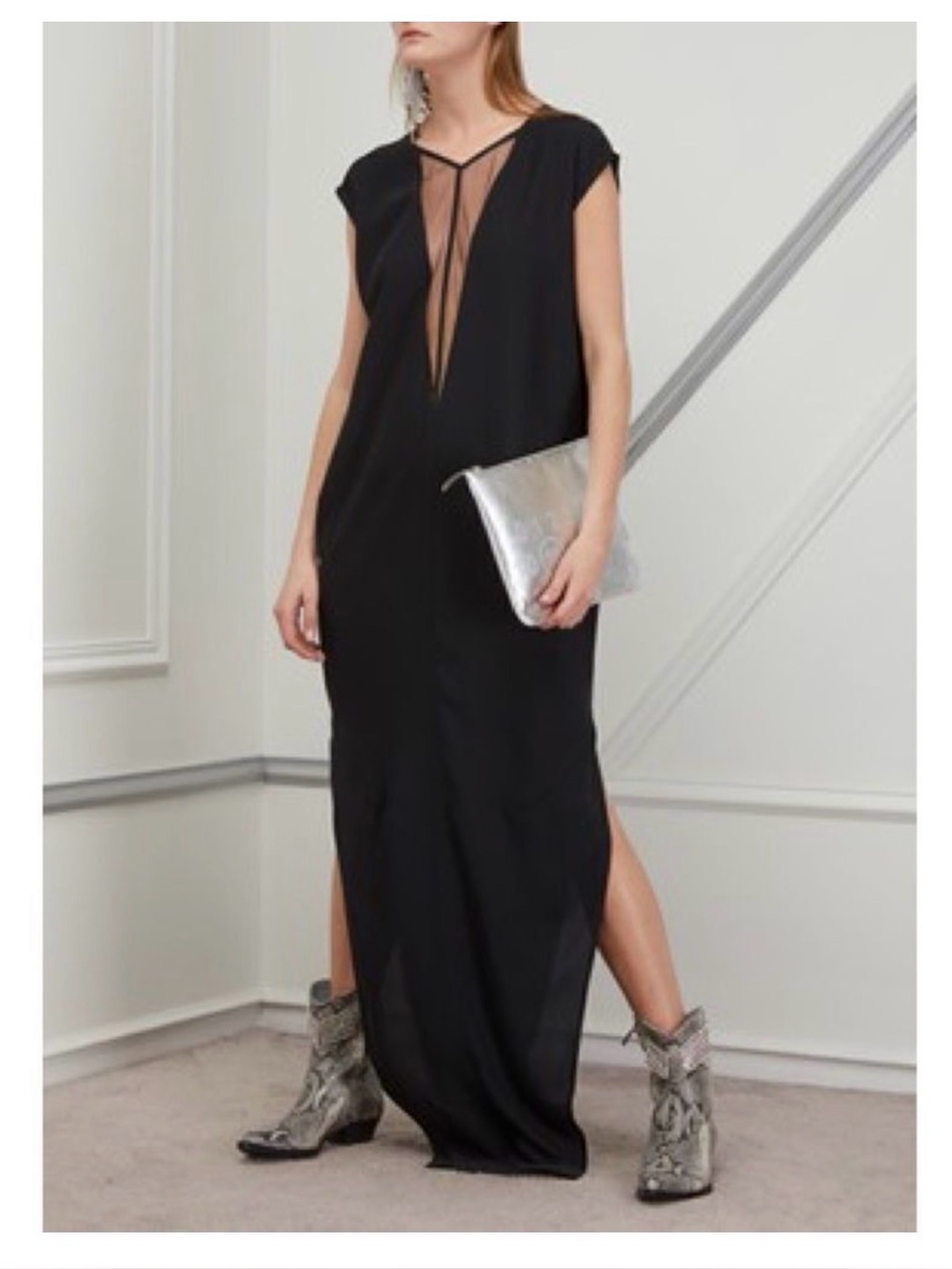 Rick Owens black plunge dagger dress